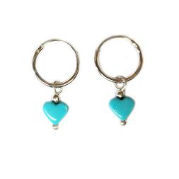 A Cerchio 12 Mm, Con Cuore Turchese, Argento 925&permil;