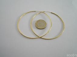 Argento 925 Dorato Cerchi Grandi Di 60 Mm