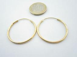 Argento 925 Placcato Oro Giallo Cerchi Medi Diametro 32 Mm