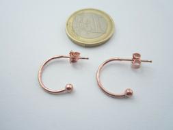 Perno Semi Tondo In Argento 925 Placcato Oro Rosso  22x12 Mm