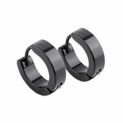 Donna Uomo Acciaio Inox Punk Color Nero Huggie Rotondo