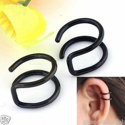 Per Cartilagine Clip On Donna Uomo Acciaio Unisex Nero Punk