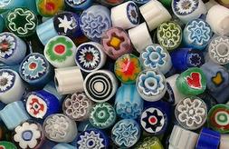 100 MURRINE MILLEFIORI VENEZIANE MOSAICO COLORI MISTI TAGLIA