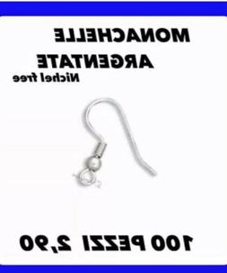 100X monachelle argentate nichel free ganci per orecchini