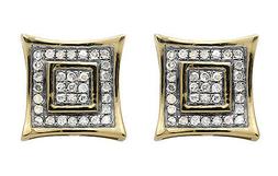 10K Oro Giallo 8MM Curvo Quadrato a Rombo Originale Vero Dia