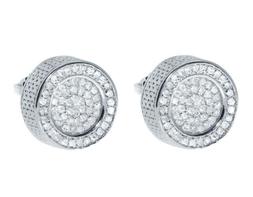 10mm da Uomo Donna Oro Bianco Finitura 3D Diamante Rotondo a