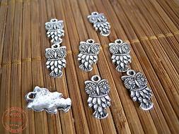 12 Charms Ciondoli Gufo Gufetto color Argento Chiaro Braccia