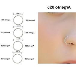 Argento 925, Cerchietto Piercing Naso, Mis&deg; 6/8/10/12 Mm