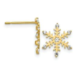 14k or Jaune Enfants Zircone Flocon de Neige Post Boucles 12