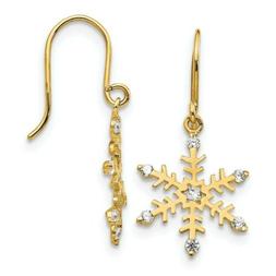 14k or Jaune Enfants Zircone Flocon de Neige Balan&ccedil;antes Bo
