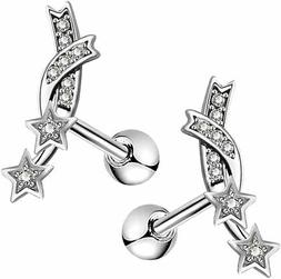 OUFER 16G 316L Acciaio Chirurgico Curvo Trasparente CZ Trago