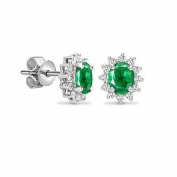 Jewelco London 18ct Oro Bianco Diamante Verde Smeraldo Reale