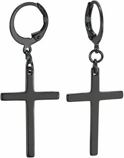 A Cerchio Con Lunga Pendenti Croce, Da Uomo Donna, Nero