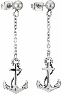 Da Uomo Donna Con Lunga Pendenti Catena E Marino Ruota Ancor