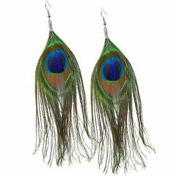 Piuma Occhio Orecchini Pendente Pavone Midi Indiano Boho Car