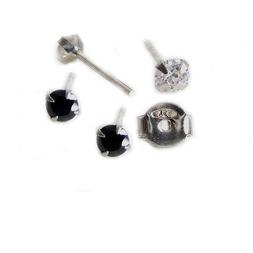 In Argento 925 Bianco E Nero Punto Luce Zircone