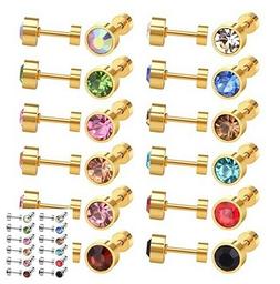 Acciaio Inox Dorato Con Zirconi Donna Uomo 12 Colori