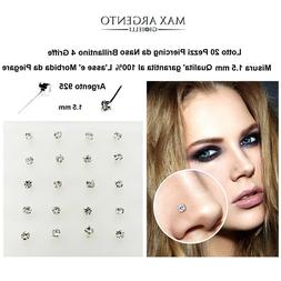 Naso Piercing 1.5 Mm In Argento 925 &permil; Con Zircone 4 Griffe
