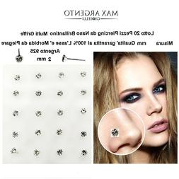 Naso Piercing 2 Mm In Argento 925 &permil; Con Zircone Multi Grif