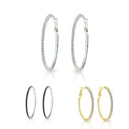 Ohrreifen Cerchio Orecchini 40mm Zirconia Cz Nero Argento Or