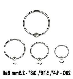 2pc. 20G 0.6cm - 1cm 2.5mm Sfera Acciaio Captive Perlina Ane