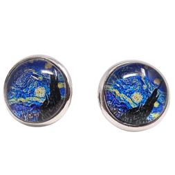 Orecchino Bottone Bigiotteria Van Gogh Notte Stellata 12mm