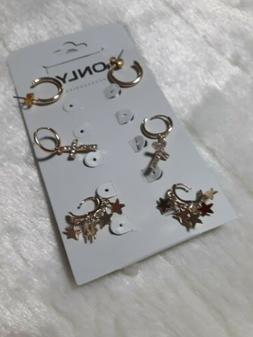 3 coppie set orcchini piccoli dorati pendenti Da donna bijou