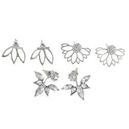 3 Pairs Lotus Flower Earrings Jackets For Women Girls Simple