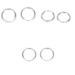 3x Piercing Anelli Cerchio Naso Orecchini, 925 Argento Sterl