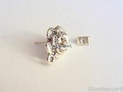 A Rosa 11mm Con Retro Farfallina Fiore Argento