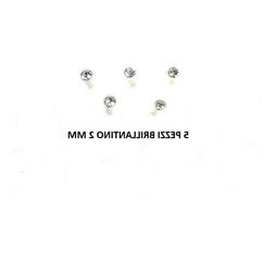 5 Orecchino Naso Piercing Nasino Argento 925 Brillantino 2 m