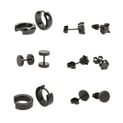 Bottone Neri Set Borchie Acciaio Inox Barbell Uomo Donna Pun