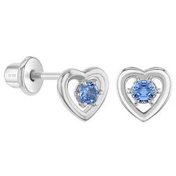 925 Argento Sterling Aperto Cuore Zirconi Vite Retro Orecchi
