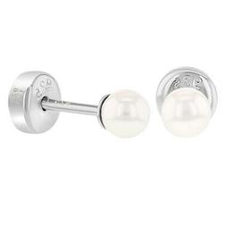 925 Rosa Argento Sterling Pallido Perle Finte Sicurezza Retr