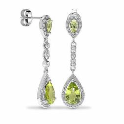 Jewelco London 9ct Oro Bianco Diamante Peridoto Verde Felice