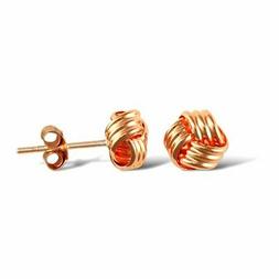 9ct Oro Rosa Nodo a Bottone Orecchini