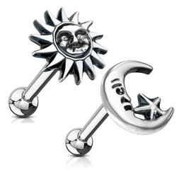 Piercing Helix Trago Sonne Mond Stelle Argento Donna Uomo