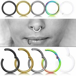 Acciaio Septum Anello Piercing Clicker Naso Labbro Orecchino