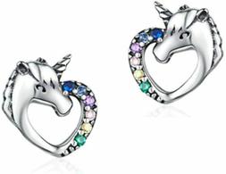 Argento 925 Bambina Donna Ragazza Unicorno Cuore...