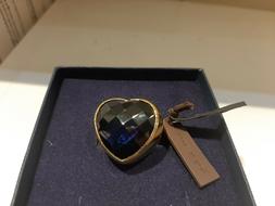 REBECCA ANELLO  BRONZO DORATO  A CUORE SFACCETTATO  BLU BSTA