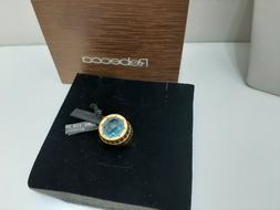 REBECCA ANELLO BRONZO DORATO PIETRA COLOR ACQUAMARINA TONDA 