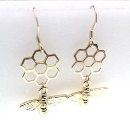 A Nido D'ape Argento Sterling Placcato Oro Paio Pendente