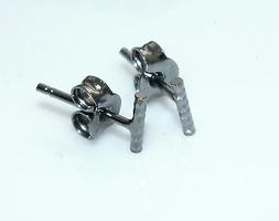 Uomo Donna Perno Barretta Diamantata Piccola Nera 1 Paio