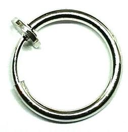 Argento Retrattile Clip Naso Cerchio Anello Setto Lip Finto 