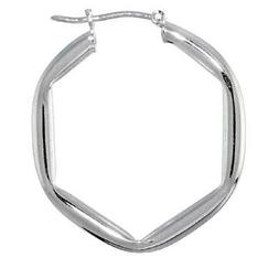 Argento Sterling 3mm Tubo Esagonale Forma Cerchio Orecchini,