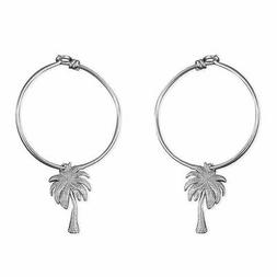 Argento Sterling Cerchio Orecchino Con Palma Albero Ciondolo