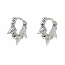 Argento Sterling Rotondo Sfera Punta Piccolo Mini Hoop Orecc