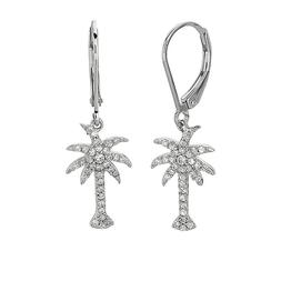 Argento Sterling Zirconia Cubica Palma Albero Orecchini