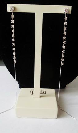 Pendenti Lunghi Oro Bianco 18kt 750 Zirconi Taglio Diamante 