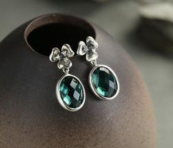 Quadrifoglio Con Cristallo Verde Argento Sterling 925